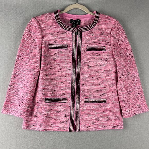 St.John For Mary Kay Tweed Jacket Blazer Women 4 Pink Wool Full Zip Classic NWT